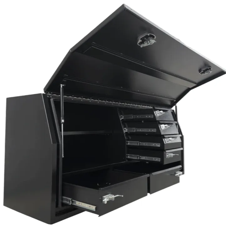 Boîte à outils à ouverture latérale en aluminium à plaque plate