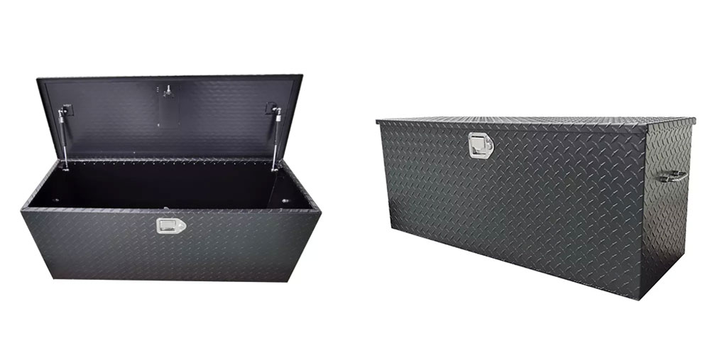 Boîtes à outils pour camions à ouverture supérieure avec pulvérisation électrique noire Boîtes à outils pour camions à ouverture supérieure avec pulvérisation électrique noire